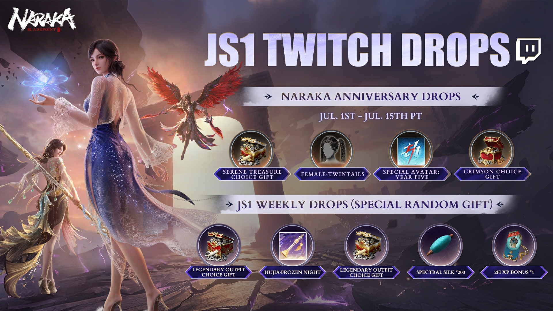 July 1st Twitch Drops Update：5th Anniversary & JS1 Weekly Drops